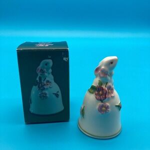Vintage 1986 Avon Bunny Bell Weiss Brazil Hand-Painted Porcelain Easter Spring